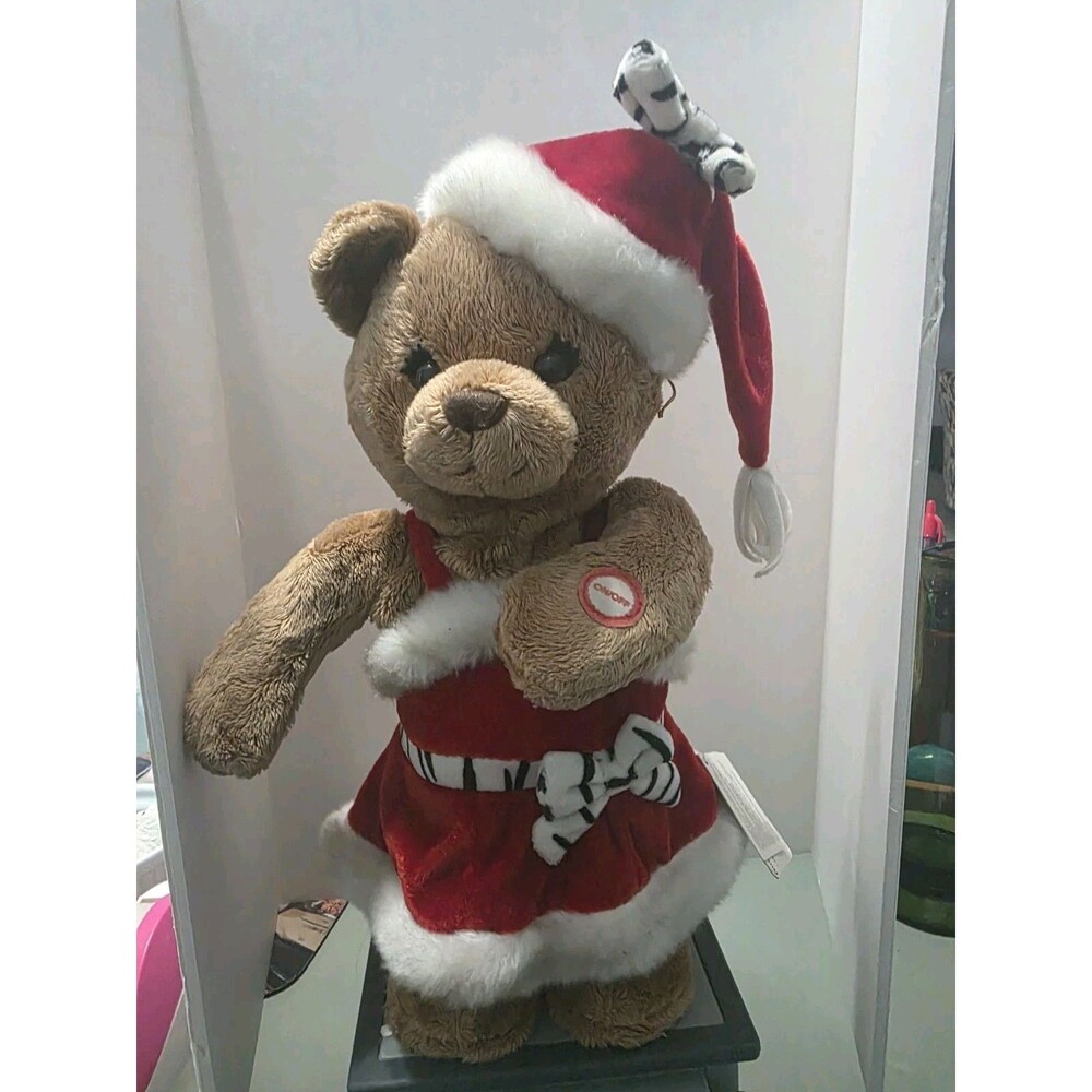 Vintage Russ Singing Christmas Bear She Sings "Santa Baby" 12" See VIDEO